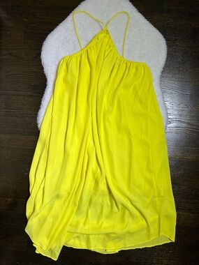 Shein Bright Yellow Halter-Neck Flowy Mini Dress Medium